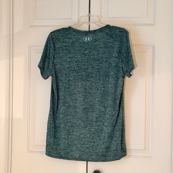 Under Armour Loose Heatgear short sleeve V-neck tee, size Large, dark green - Picture 4 of 8